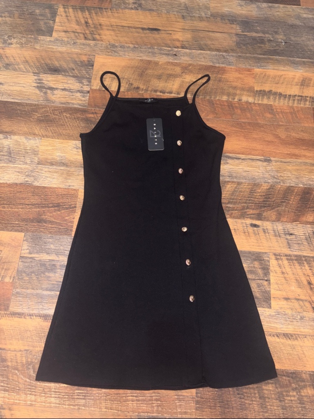 21 Saints Little Black Dress with Gold Buttons